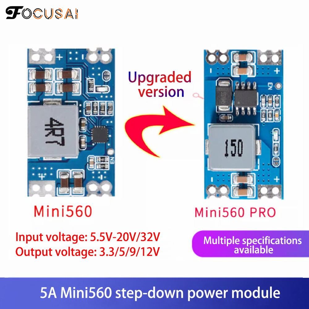 Focusai Hiệu Quả Cao Đầu Ra 3.3V 5A Mini560 Bước Xuống DC-DC Chuyển Đổi Điều Chỉnh Điện Áp Buck Ổn Định Mô-đun Nguồn