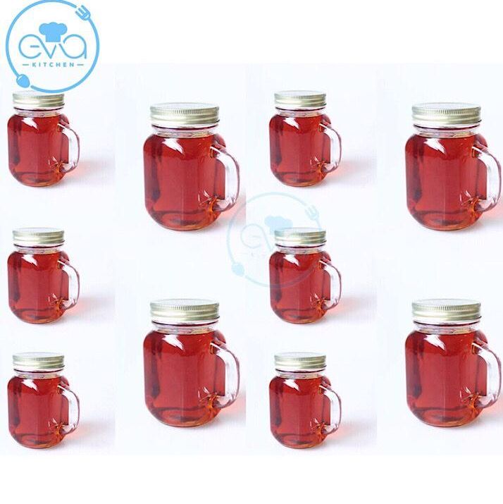 [HCM]Bộ 10 Ly Quai Thuỷ Tinh Trơn Đựng Trà Sữa 450 ML