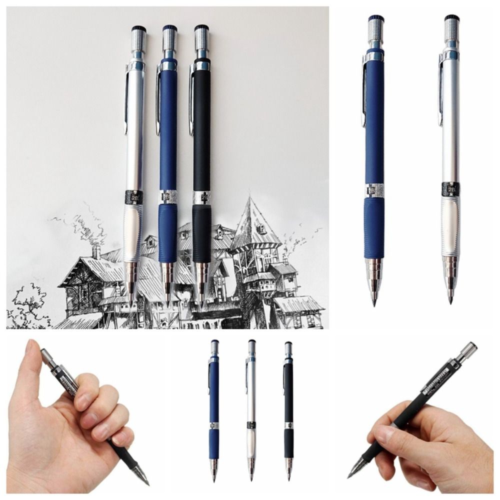 MMLUCK Drawing Mechanical Pencil Sketching Drafting Propelling Pencil 3 Color Writing Automatic Pencil School Office