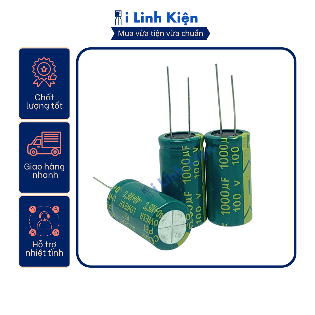 Tụ hoá 1000uf 100v jcon combo 10 con chất lượng tốt.