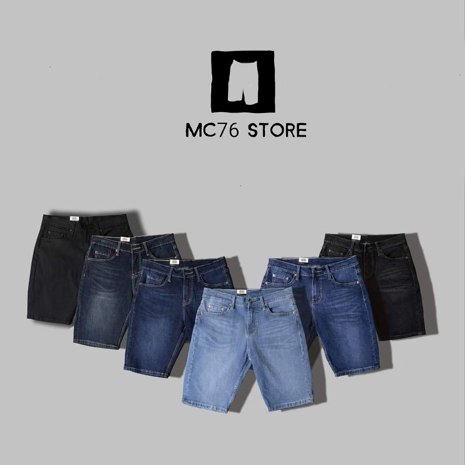 Quần short jean nam đơn giản,chất jean cotton co giãn,from suông MC76