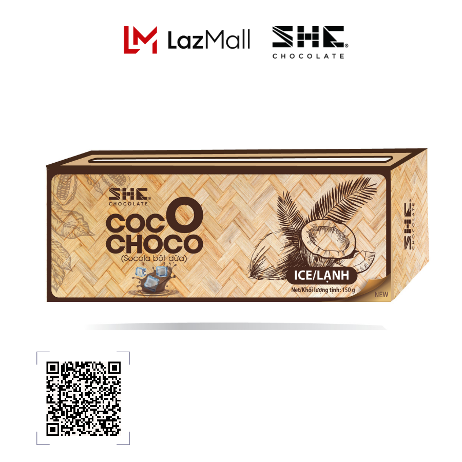 Coco Choco Dừa lạnh - vị Socola Dừa - SHE Chocolate - Bột pha sẵn - Hộp 150g - Hương vị thơm ngon, đậm đà. Bổ sung năng lượng, cung cấp dưỡng chất tốt cho sức khỏe