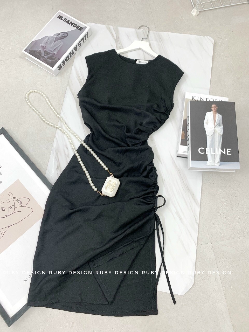 Váy body tay cộc rúm eo - Hàng đẹp