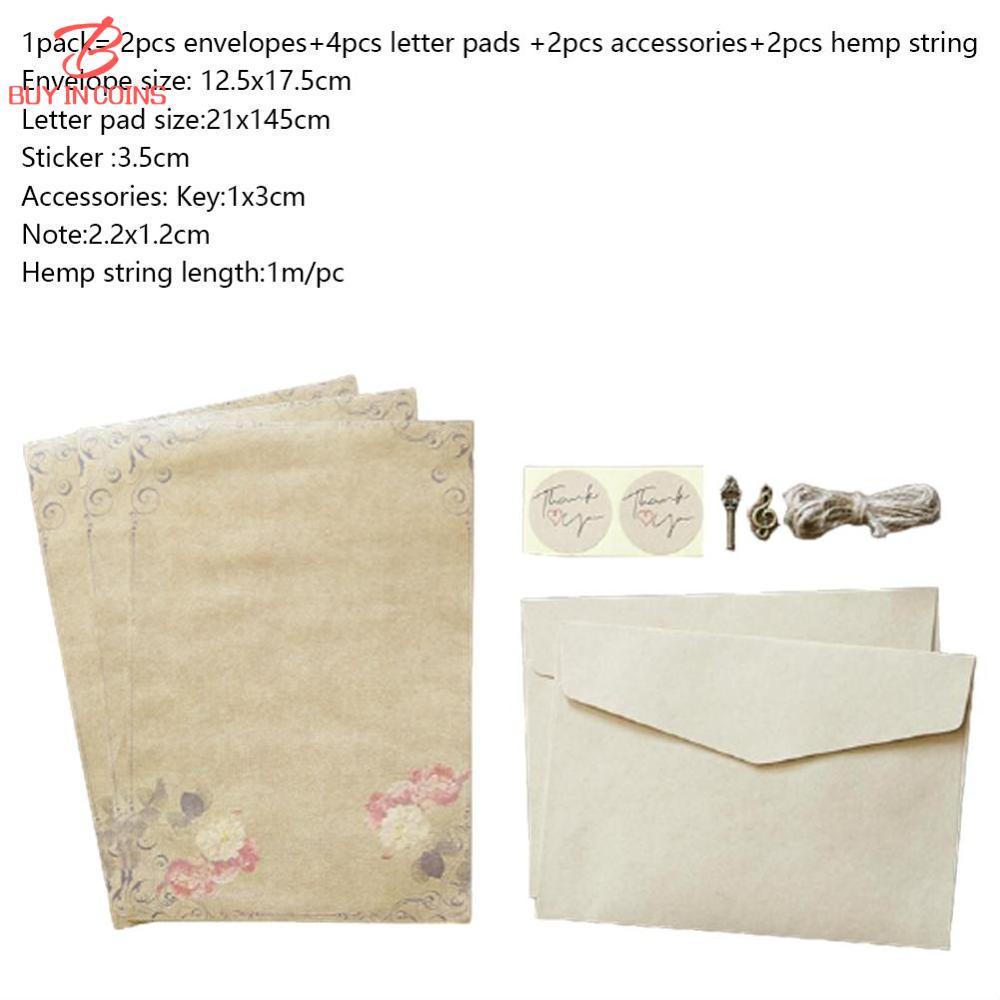 1pack Vintage Kraft Envelope Letter Pad Set Valentine's Day Love