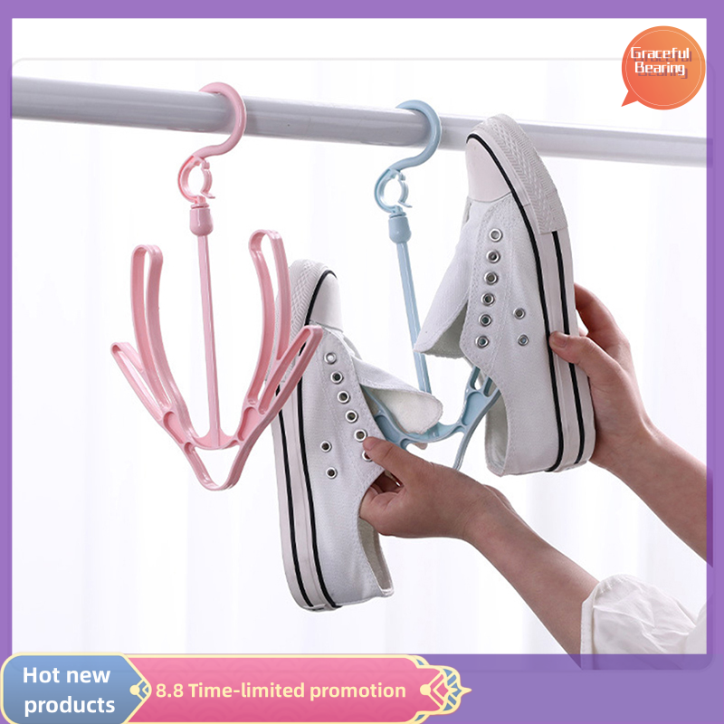 Graceful Multifunctional Shoe Rack for Drying Hanger Home Shoe Shelf Stand Creative Shoe Storage Organizer Hook Windproof Drying Hanger