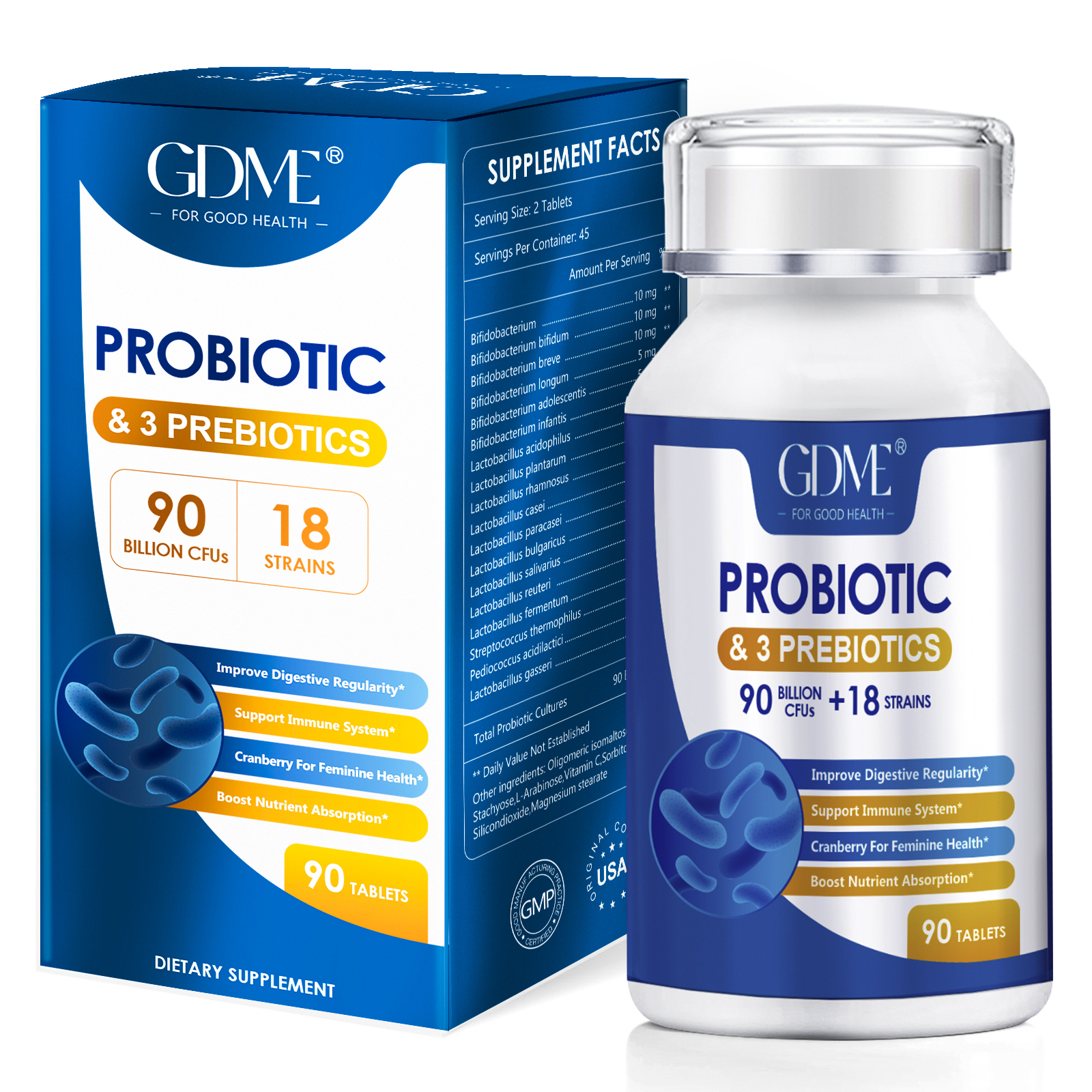GDME Probiotics Food Supplement unisex For Adult And Kids For Health 90