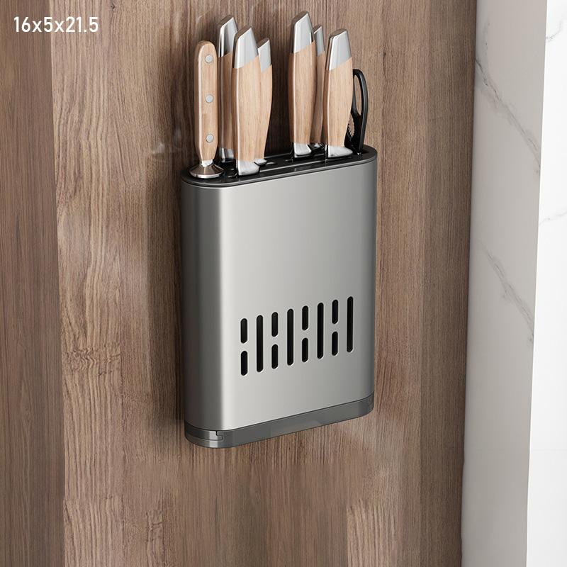 Knife holder wall mounted non perforated kitchen storage rack, drain spoon, chopsticks cage, barrel, chopsticks barrel, knife storage box