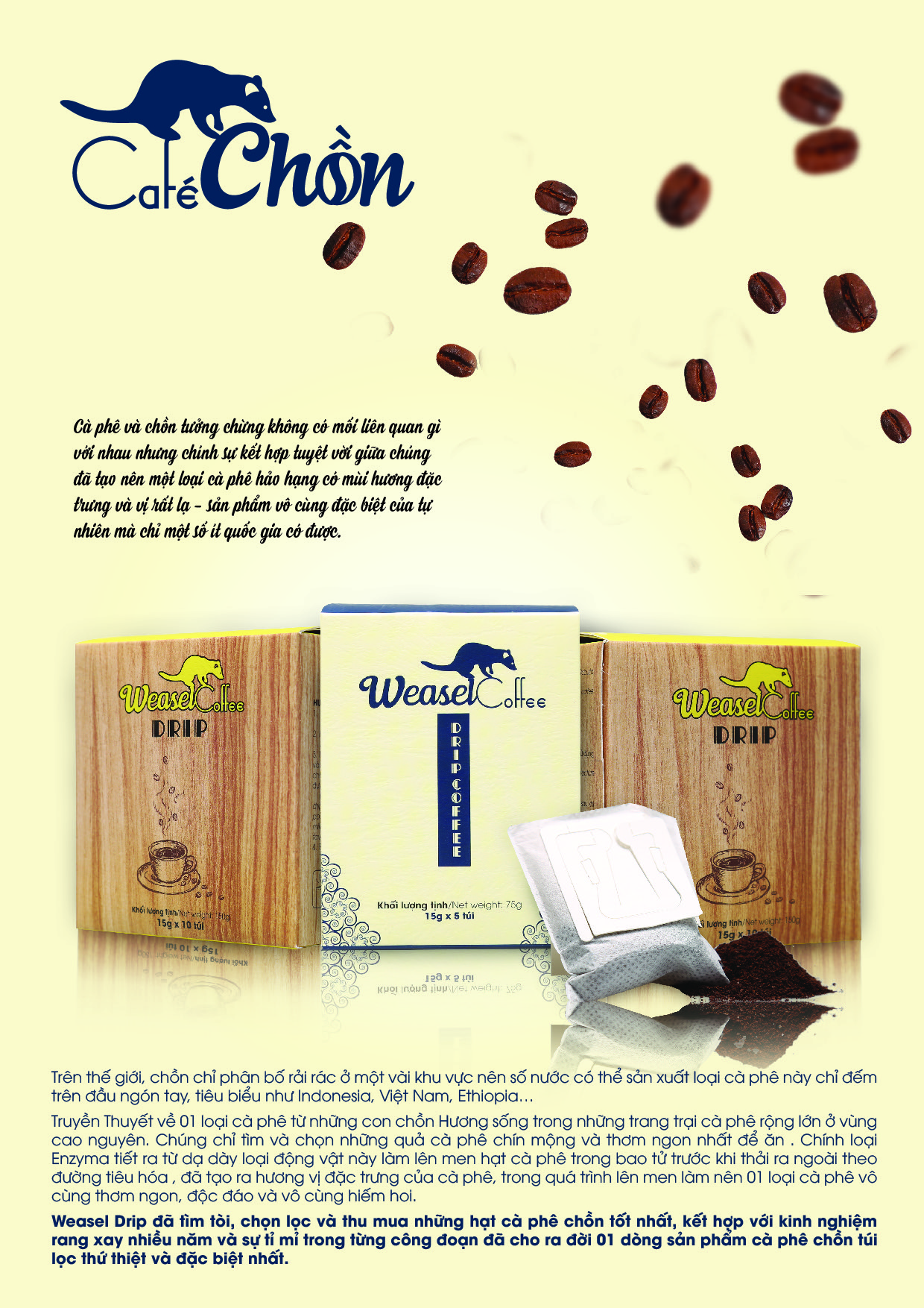 [HCM]Combo: Cà phê chồn phin giấy (10 túi x 15g) - Bột kem pha cà phê 170g