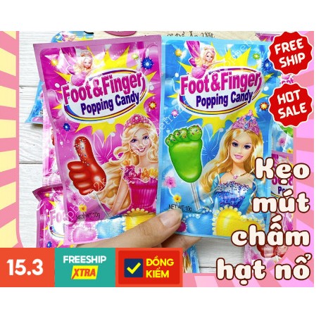 Kẹo mút chấm hạt nổ Foot&Finger nhiều hình