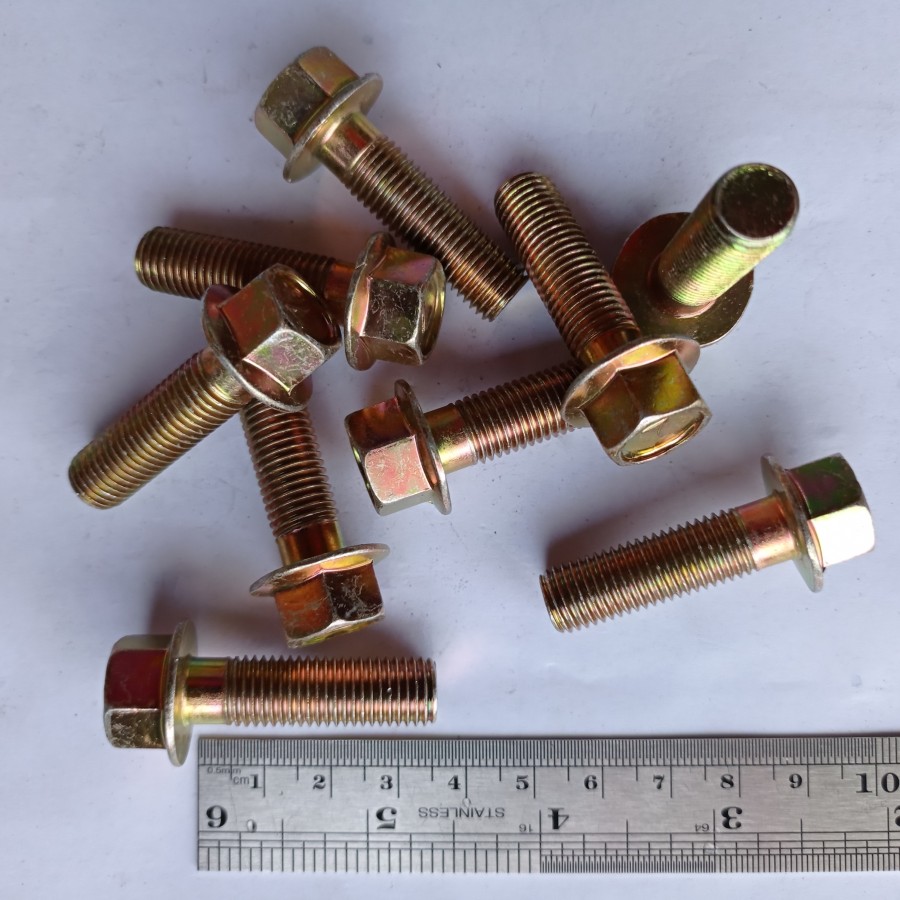 FLANGE BOLT M10 X 35 / BAUT TOPI M10 X 35 KUNING / FLANGE BOLT M10X35
