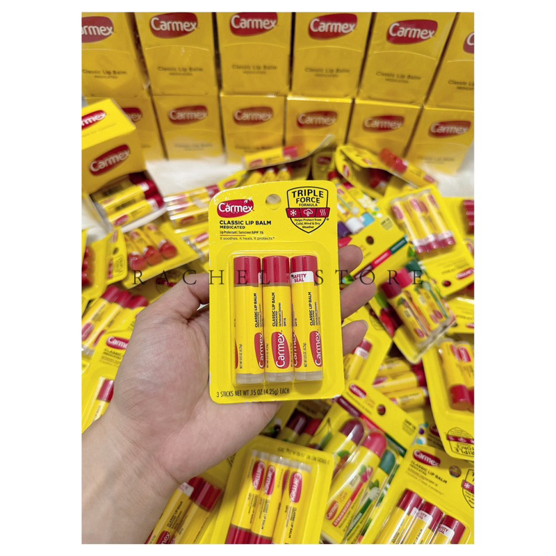 Son dưỡng môi carmex dạng thỏi SPF15 dưỡng môi có mùi và không mùi nhập Mỹ