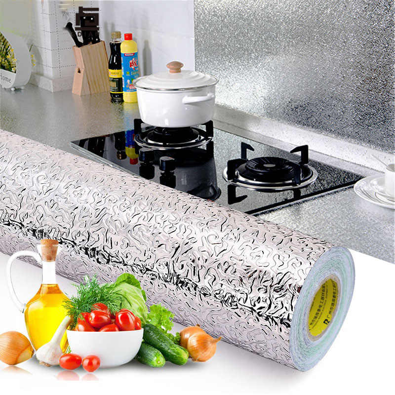 Cuộn 2 Mét Decal Giấy Dán Bếp Tráng Nhôm Cách Nhiệt (2 Mét Dài x 0.6 Mét Rộng)