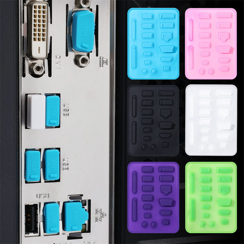Phích Cắm Chống Bụi Cho Máy Tính Xách Tay Máy Tính Xách Tay Máy Tính Xách Tay Bằng Silicon Thông Dụng 16 Cái/bộ Nút Chặn Bảo Vệ Phích Cắm Chống Bụi Cho Máy Tính USB