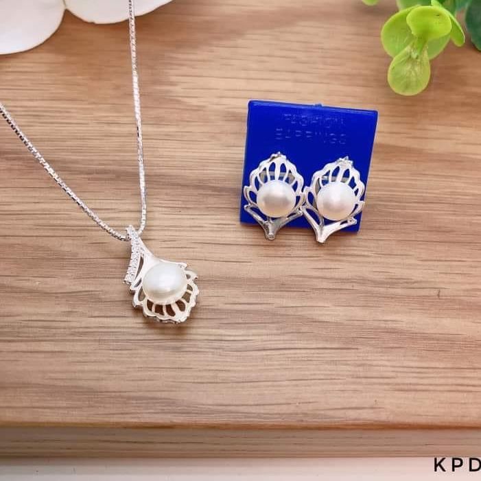 Lightning silver necklaces earrings with pearls real cultured freshwater-committed real pearl, silver Standard