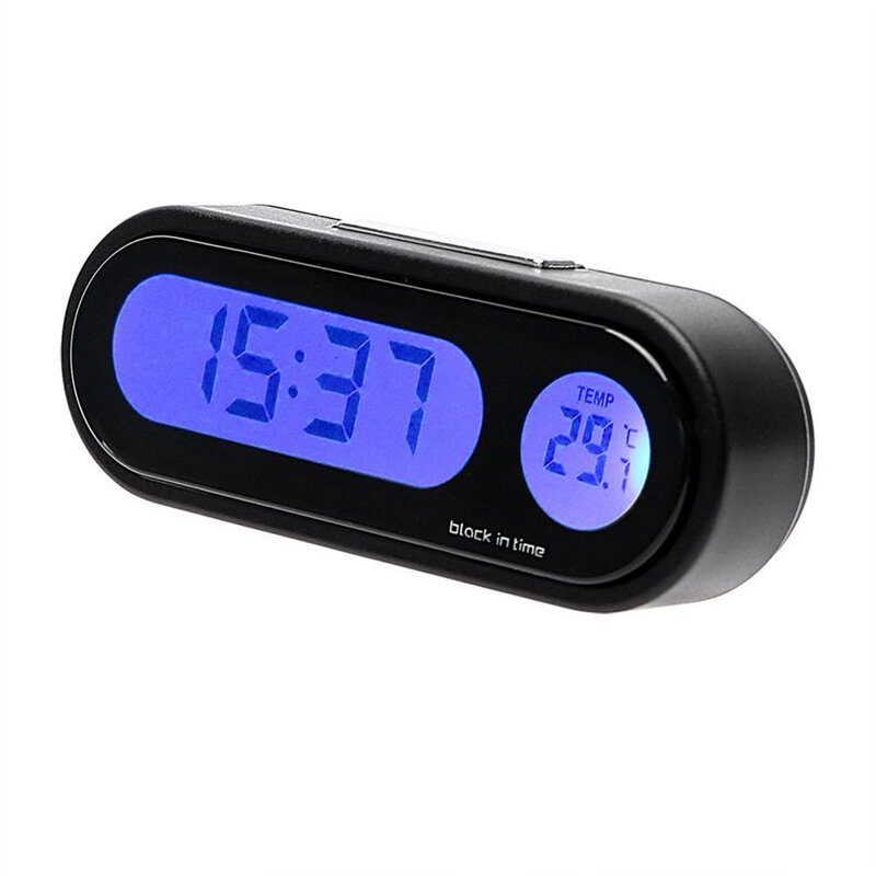 Xe Mini Đồng Hồ Điện Tử Thời Gian Đồng Hồ Tự Động Bảng Điều Khiển Đồng Hồ Sáng Nhiệt Độ Màu Đen Hiển Thị Kỹ Thuật Số Phụ Kiện Xe Hơi
