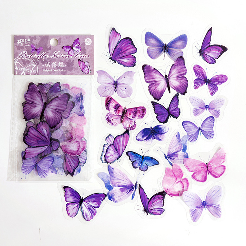 【Hottest Trends】40 Piece/pack Colorful Butterfly Retro Art Handbook ...