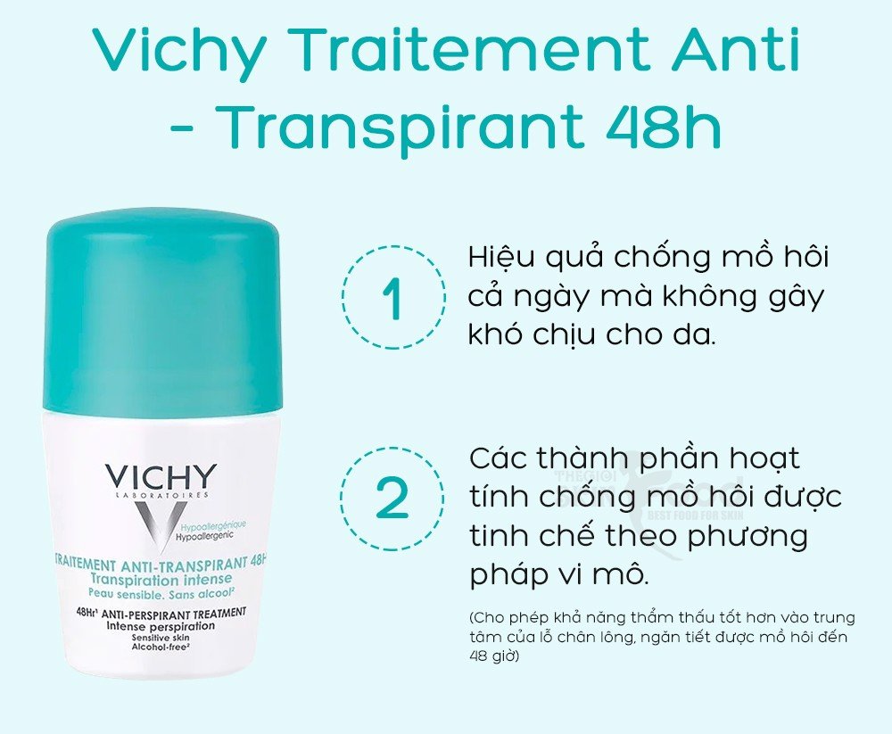 Lăn nách khử mùi Vichy Pháp 50ml Duduhouse