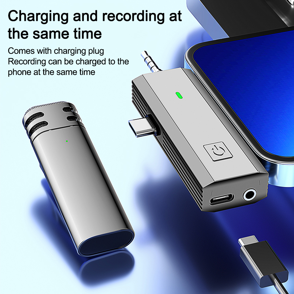 Professional Lapel Dual Microphone DSP Noise Reduction Wireless Lavalier Condenser Recording Microphone Live Streaming Android iOS