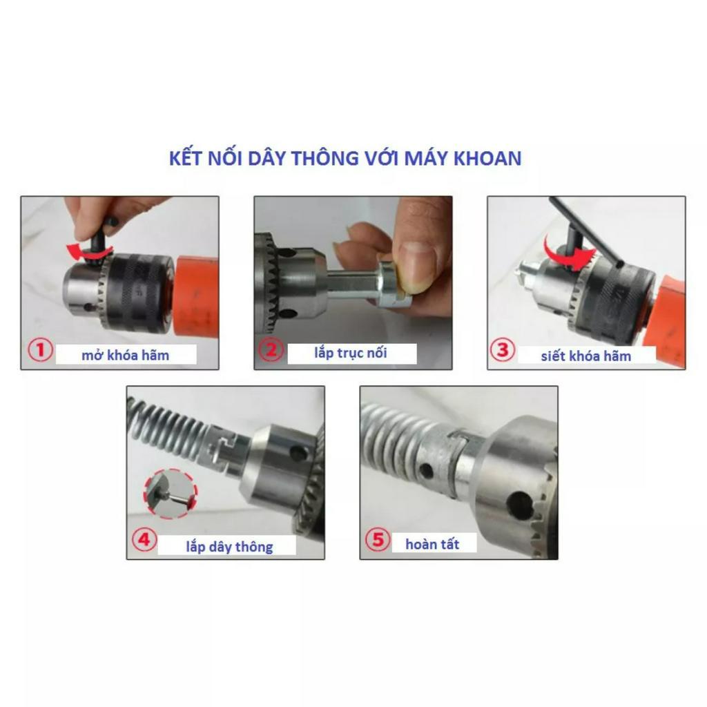 dây thông tắc cống lò xo phi 16 dài 20m free ship