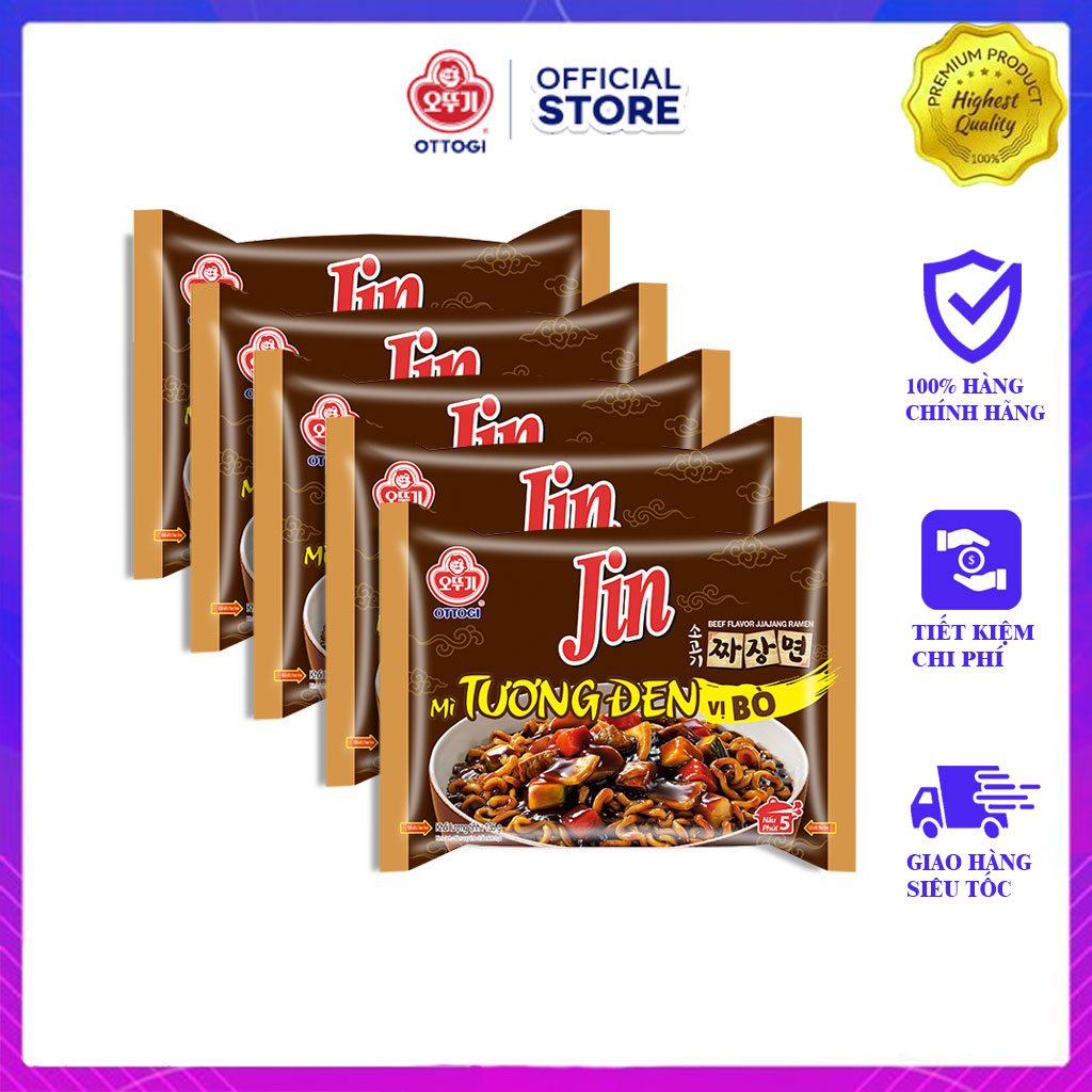 Combo 5 gói mì tương đen vị bò ottogi 135gx5
