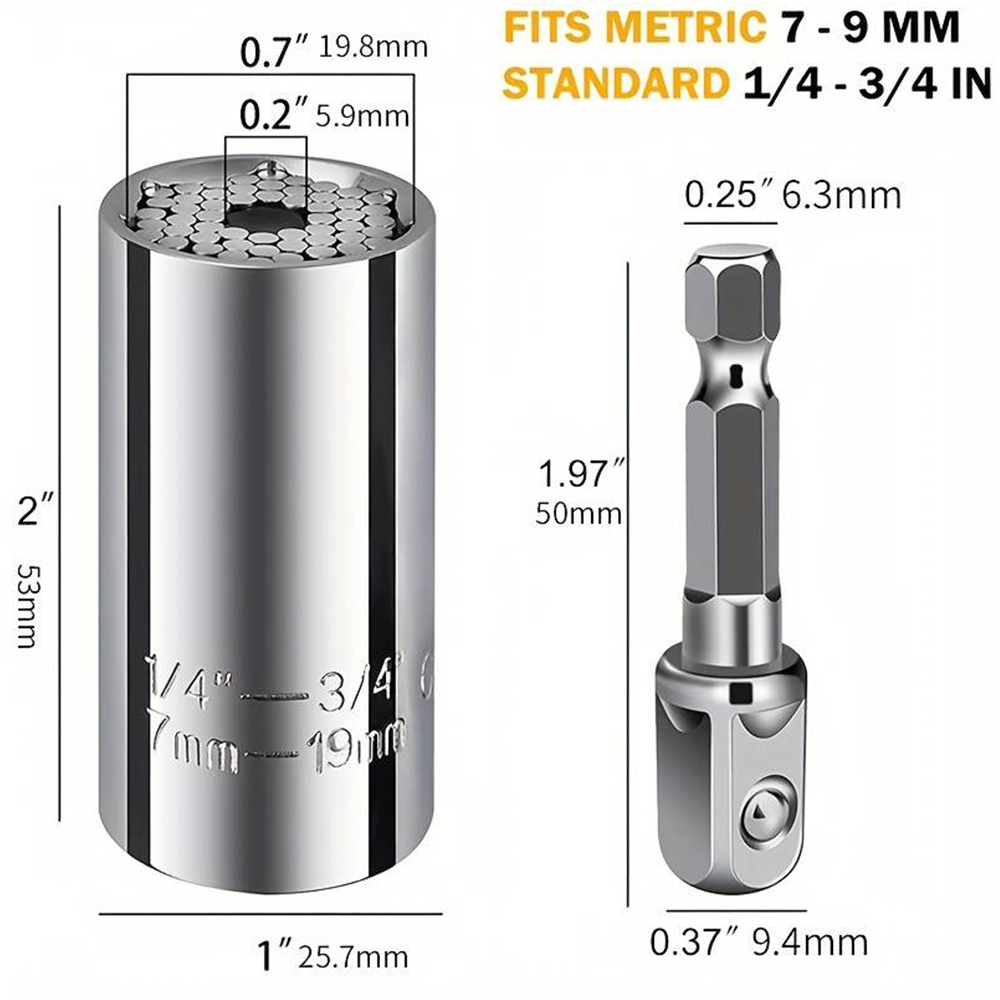 Universal 7-19mm Socket Torque Wrench Ratchet Socket Sleeve Multi Function Key Adapter Hand Tools Power Drill Ratchet Bushing Spanner Spanner Grip