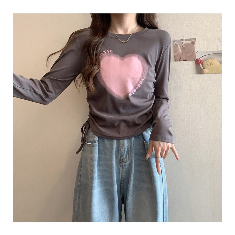 Áo Croptop Nữ Tay Dài Trái Tim