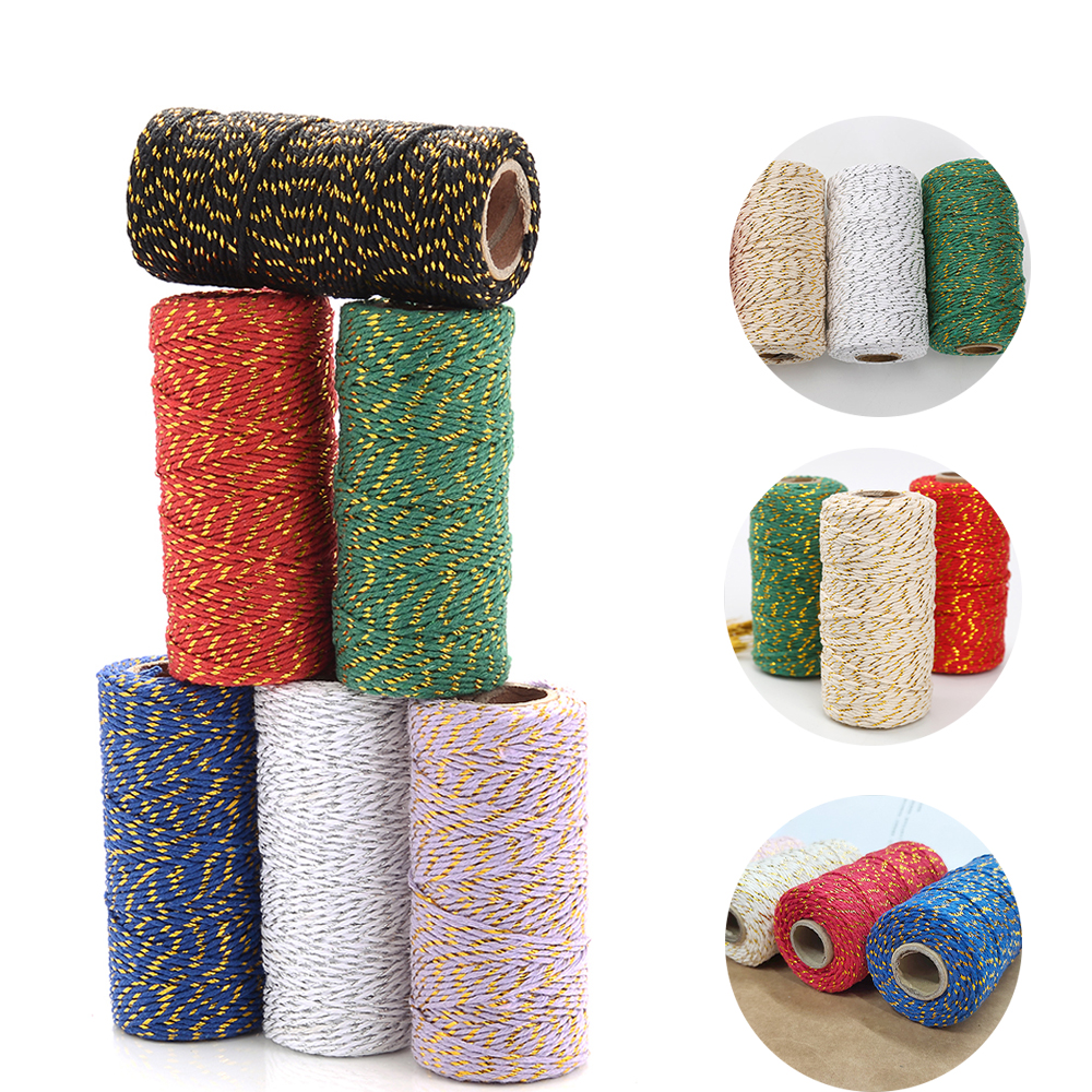 Multi Rope Wrap 50m 1.5mm Golds Wire Cotton Rope Double Color Braided Cord Twine Rope ...