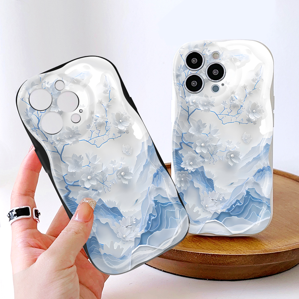 YYDS for Redmi Note 9 Pro Note 9S Note 9 Pro Max Back Cover Proud Snow Plum Cream Texture Wavy Edge Soft Silicone Mobile Cover. 