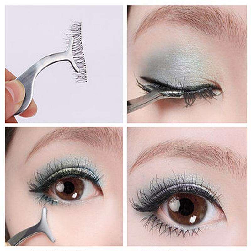 1pc Eyelash Tweezers Beauty Tools Multifunction Stainless Auxiliary Curler False Eyelash Extensions Clip Applicator Accessories
