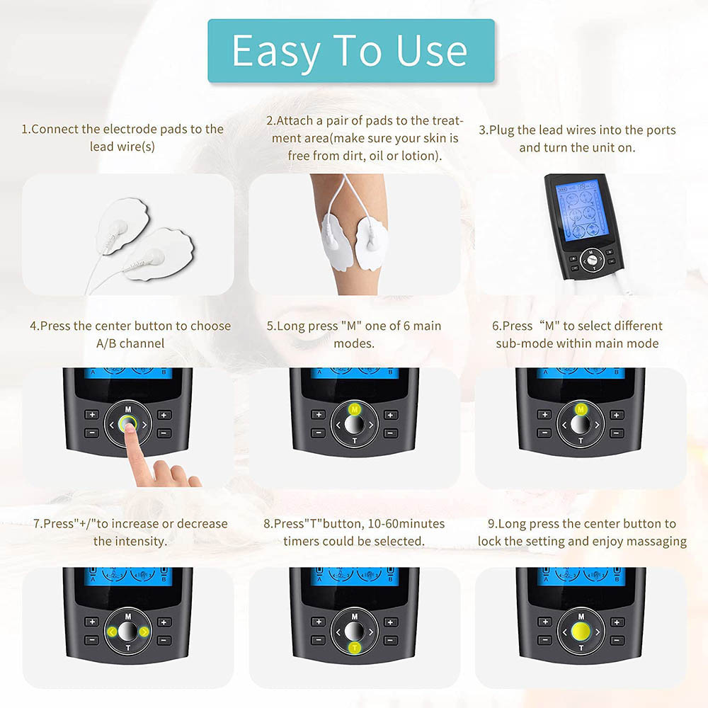 Electric Tens Relax Muscle 24 Mode EMS Acupuncture Body Muscle Massage ...