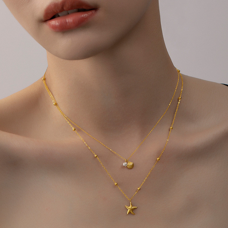 BUY%201%20TAKE%201%20Titanium%20Steel%20Ins%20Ocean%20Shell%20Starfish%20Necklace%20Pendant%20for%20Women%20No%20Fade%20Trendy%20Beach%202Pcs/Set%20Jewelry%20New%202025%20-%20Image%202
