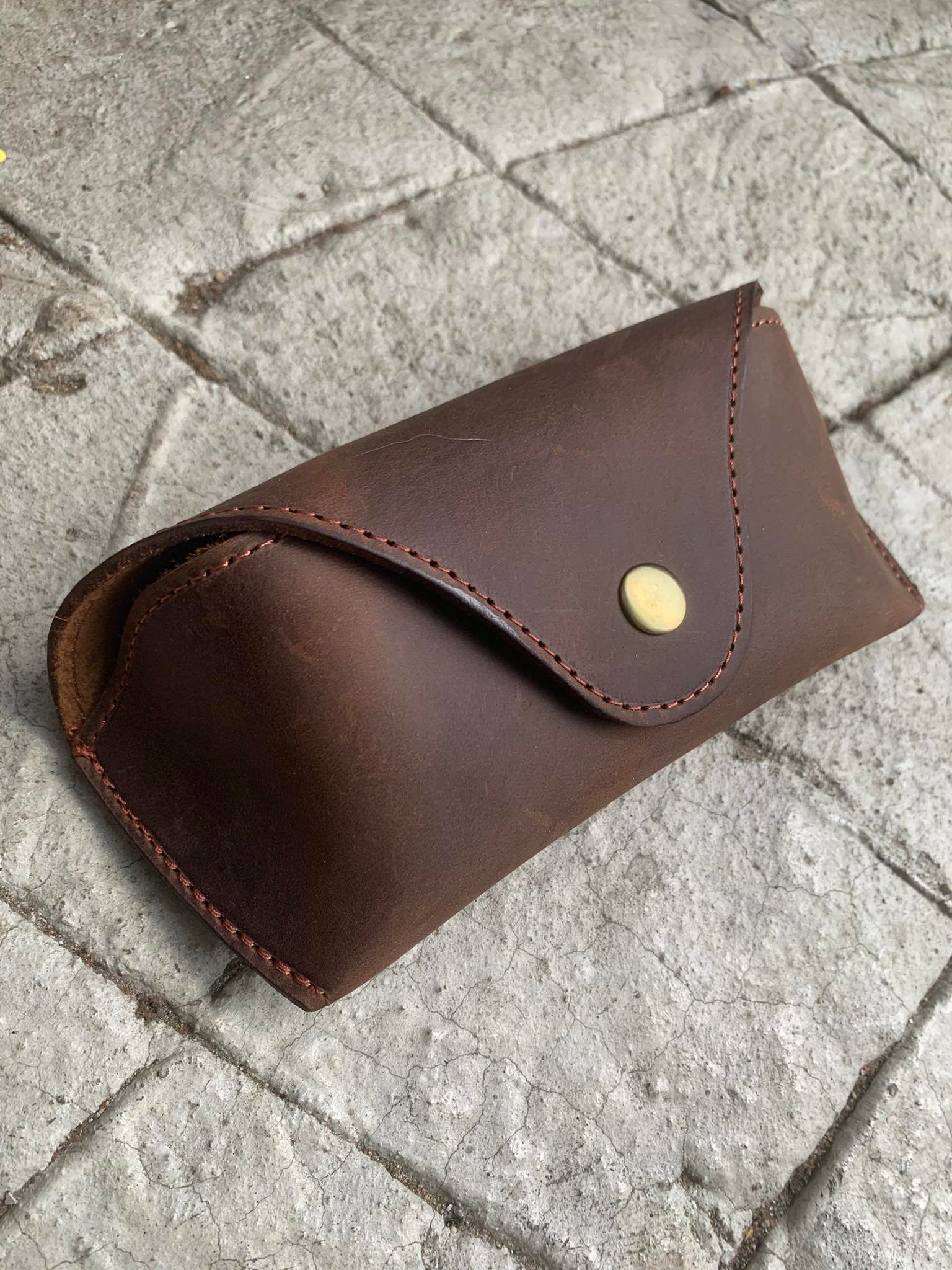 Bao da đựng kính nam đeo thắt lưng da bò thật. kính rayban. cao cấp jokleather