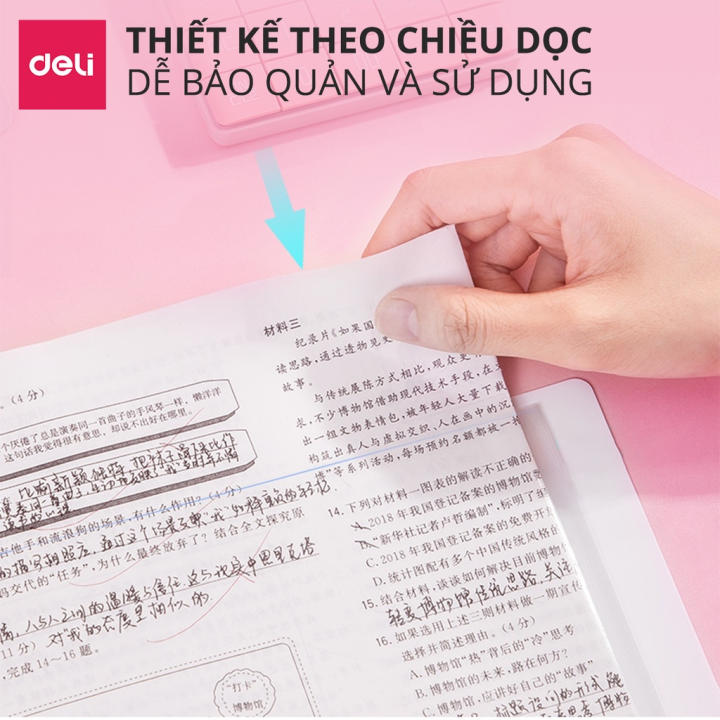 File Tài Liệu File Lá Học Sinh Deli Đa Năng A4 Kẹp Lá Tệp Đựng Tài Liệu Đựng File Siêu Âm 40 60 Trang Màu Pastel - Hình ảnh 9