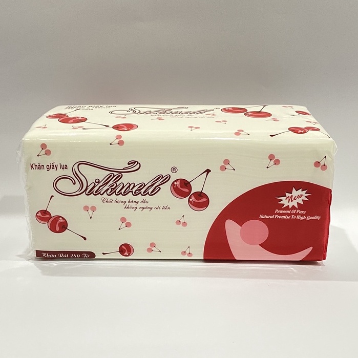 Giấy ăn giấy rút lụa Silkwell, Khăn giấy ăn rút lụa Silkwell 2 lớp (Đỏ, Xanh)