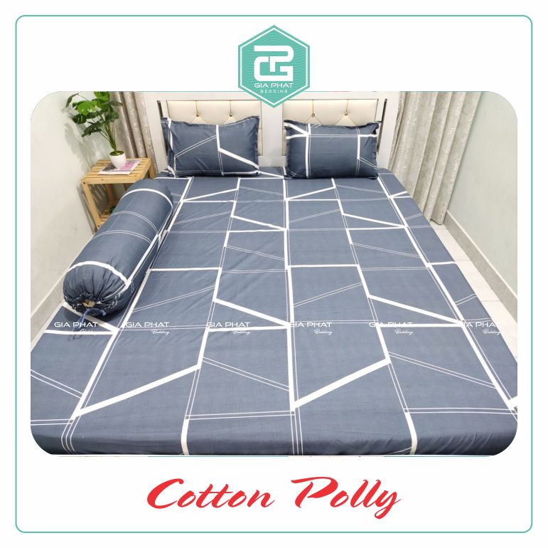 Bộ ga gối Cotton Poly (4 món) Loại 1 ( 1 ga + 1 áo ôm + 2 gối nằm)