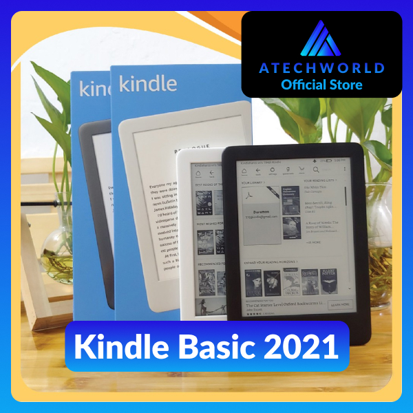 Máy Đọc Sách Kindle Basic 2021 Có Đèn Nền - Nghe Audible 8GB - Hàng Chính Hãng