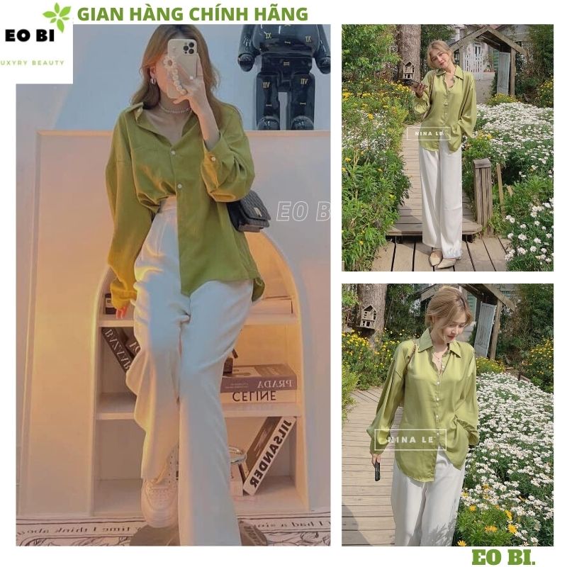 Set áo sơ mi kèm quần tây ống rộng cạp cao -SB02 quần tây ống rộng lưng cao kèm áo sơ mi lụa mềm mịn đẹp -kiểu dáng hàn quốc , sét bộ đi chơi , áo sơ mi nữ , quần tây ống rộng cạp cao ,ulzzang -EOBI