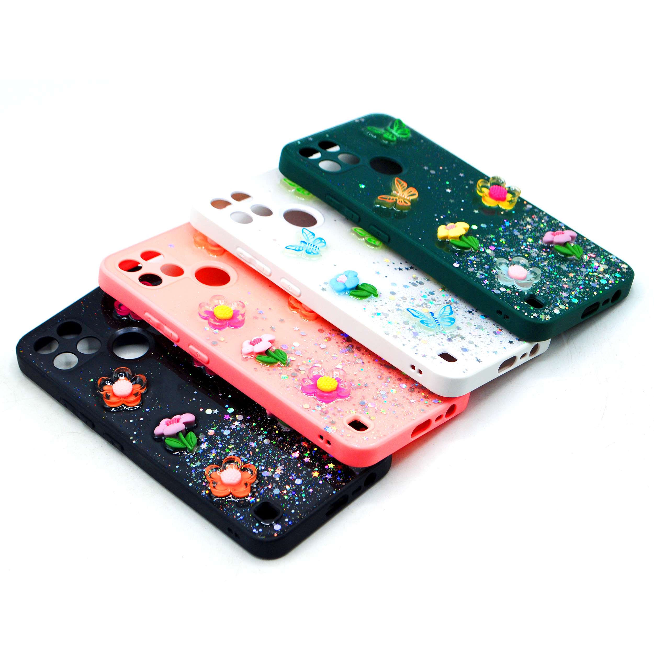 Realme C21Y Back Cover - Realme C25Y Back Cover Stylish Glitter Flower Fancy Case For Realme C21Y