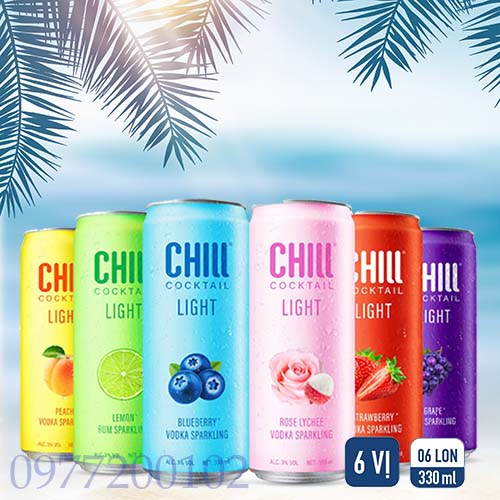 Thùng 6 lon Chill Cocktail mix vị 330ml/lon