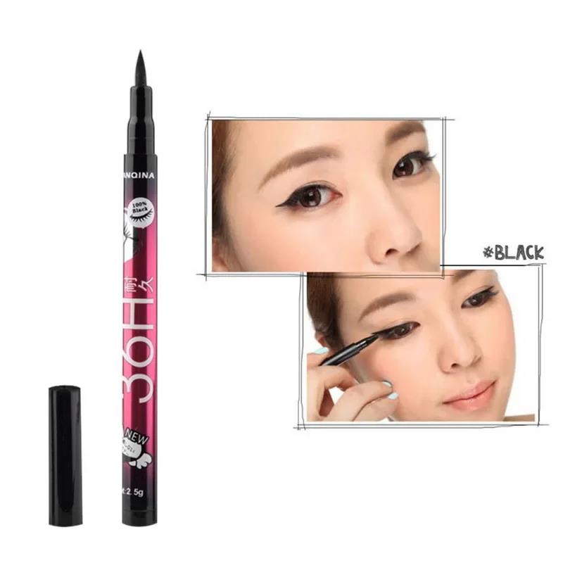 Aweisuan Hot Sale 12pcs/set YANQINA Lasting 36H Liquid Eyeliner Pencil Waterproof Black Easywear Eye Liner Pen Cosmetic wholesale makeup eyeliner. 