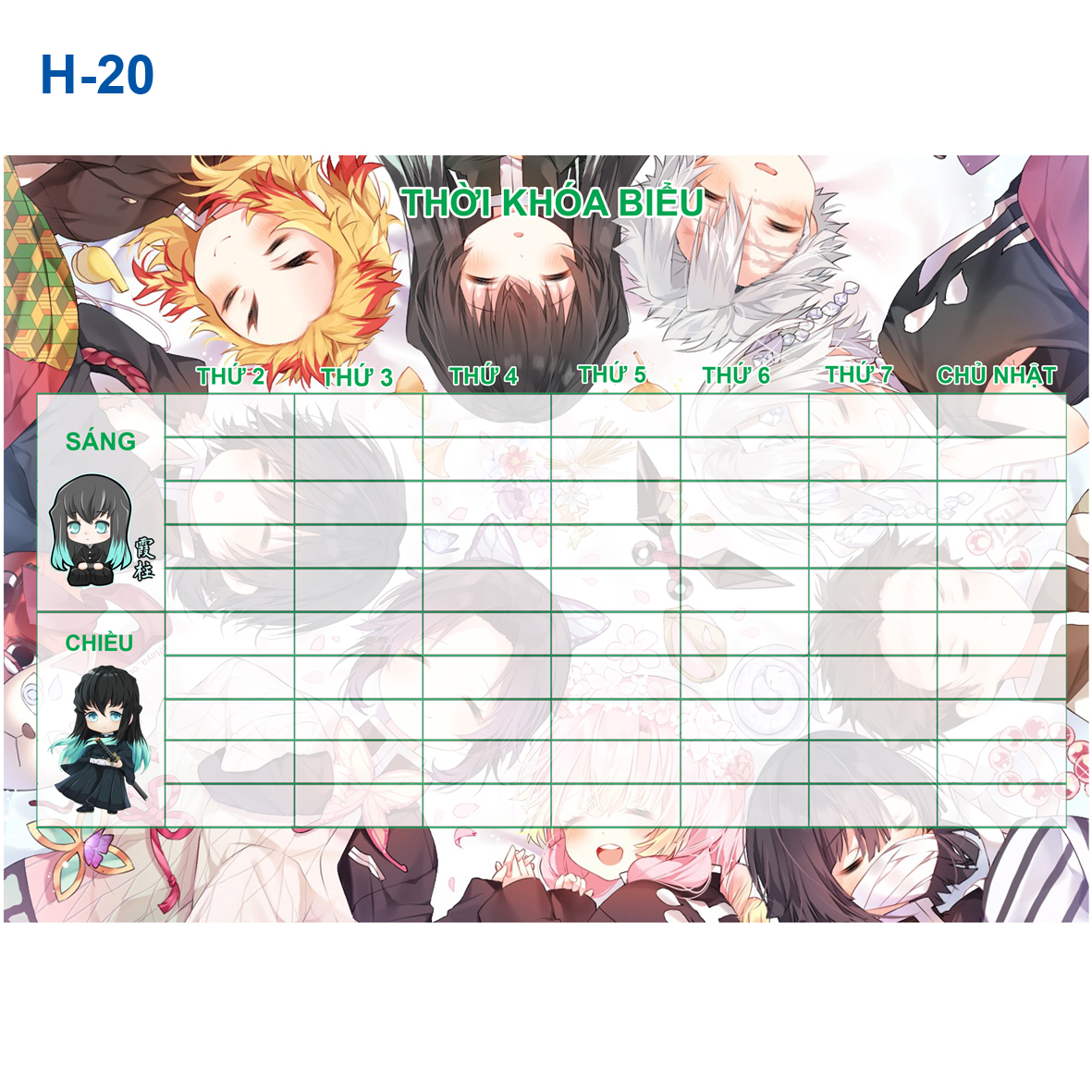 Thời Khóa biểu anime Kimetsu No Yaiba ( Nhiều mẫu khác nhau- combo 3 tờ thời khóa biểu -22k)