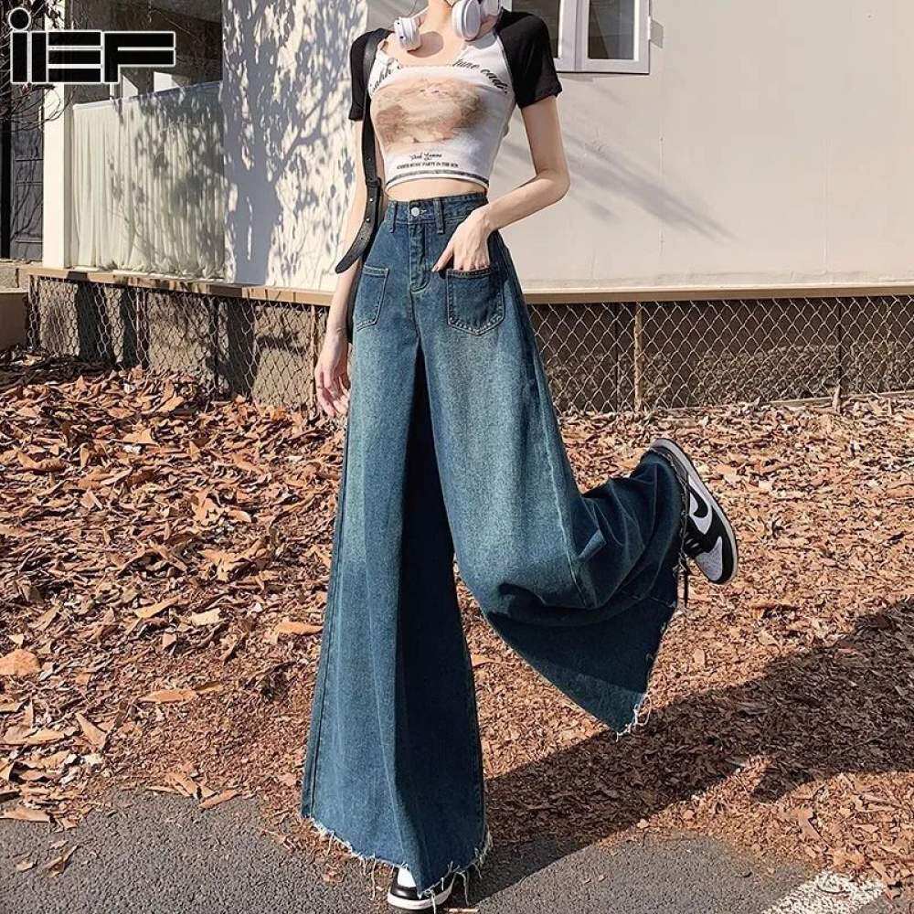 IEF Vintage Wide Leg Jeans 2023 New High Waist Slimming Big Bell