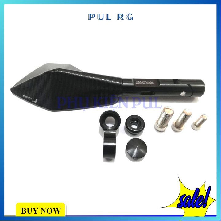 Gương chiếu hậu xe máy rizoma 5 cạnh loại 1 nhôm màu full đen giá 1 cái trái