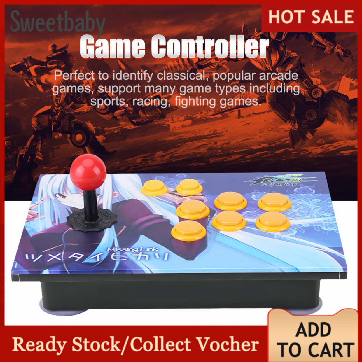 Joystick USB Stick Buttons Controller Control Device for PC Computer Arcade Game - intl