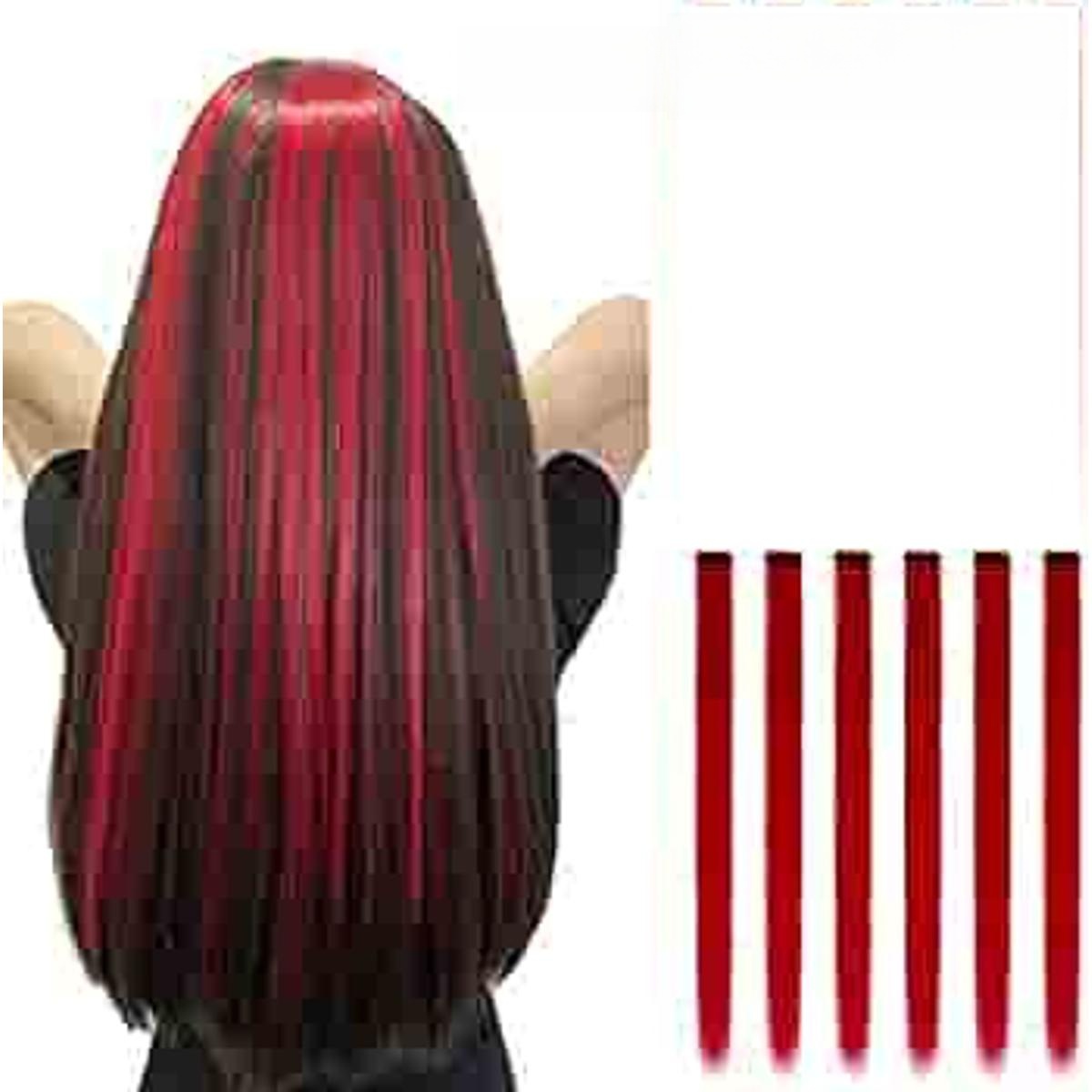 6 Pcs Clip in Hair Extensions 22 inch dark red