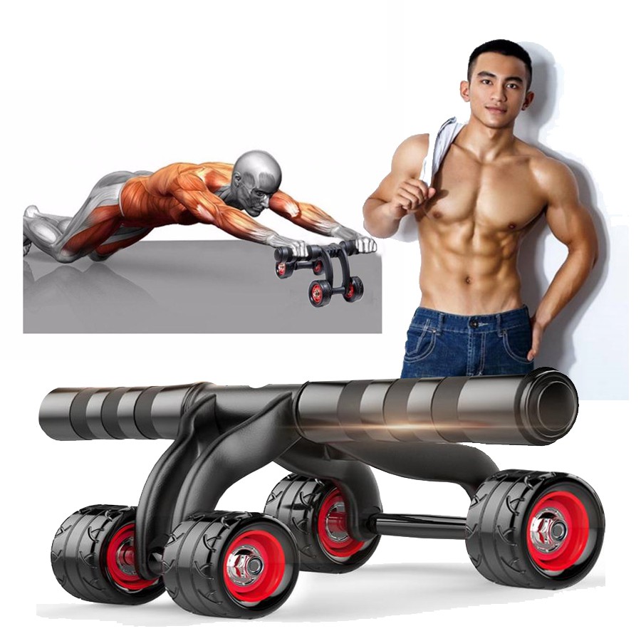 Con Lăn Tập Bụng 4 Bánh Cao Cấp( tặng kèm thảm)