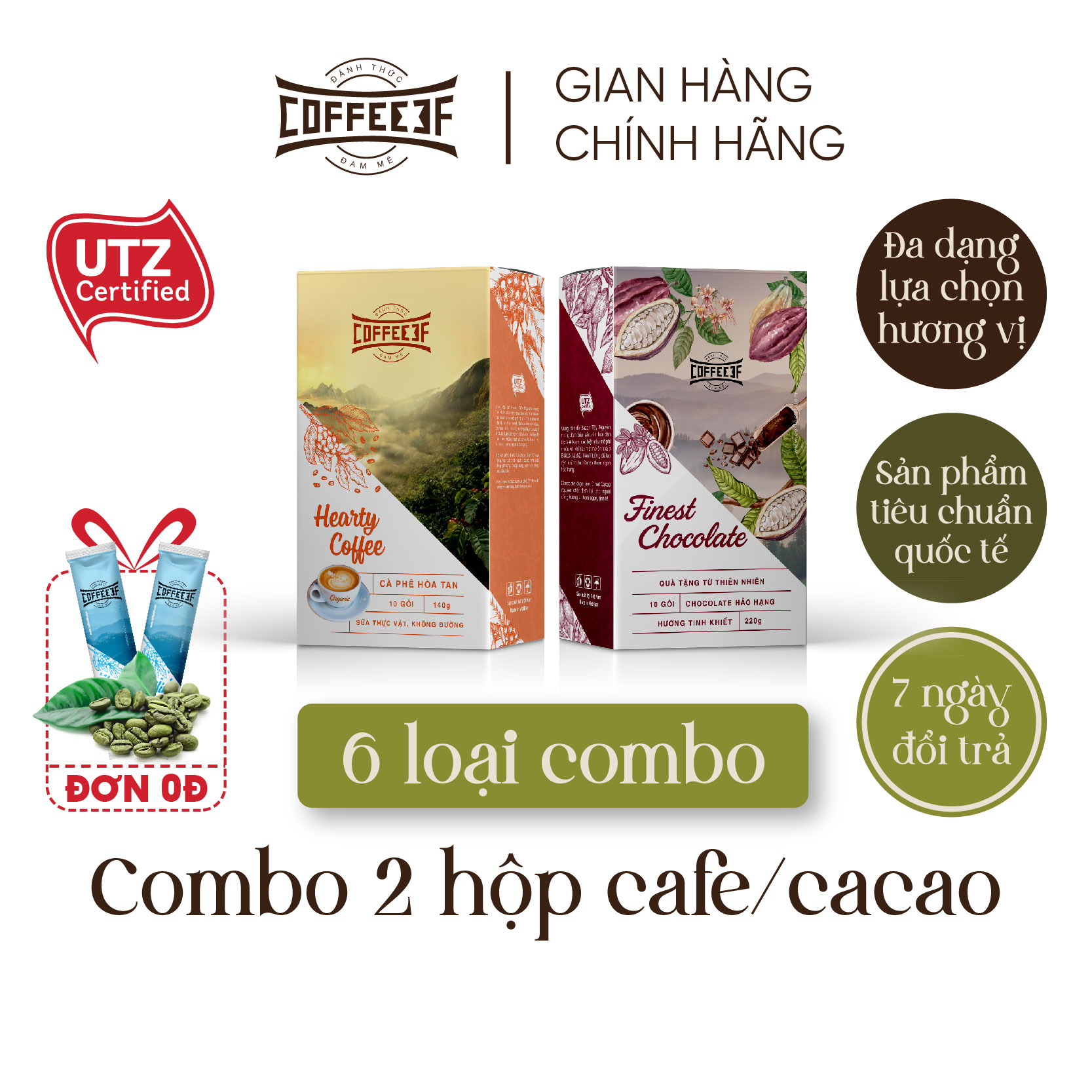 Combo Sale Thả Ga - 2 hộp cà phê hoà tan Coffee3F (10 gói/hộp x 16g/gói)