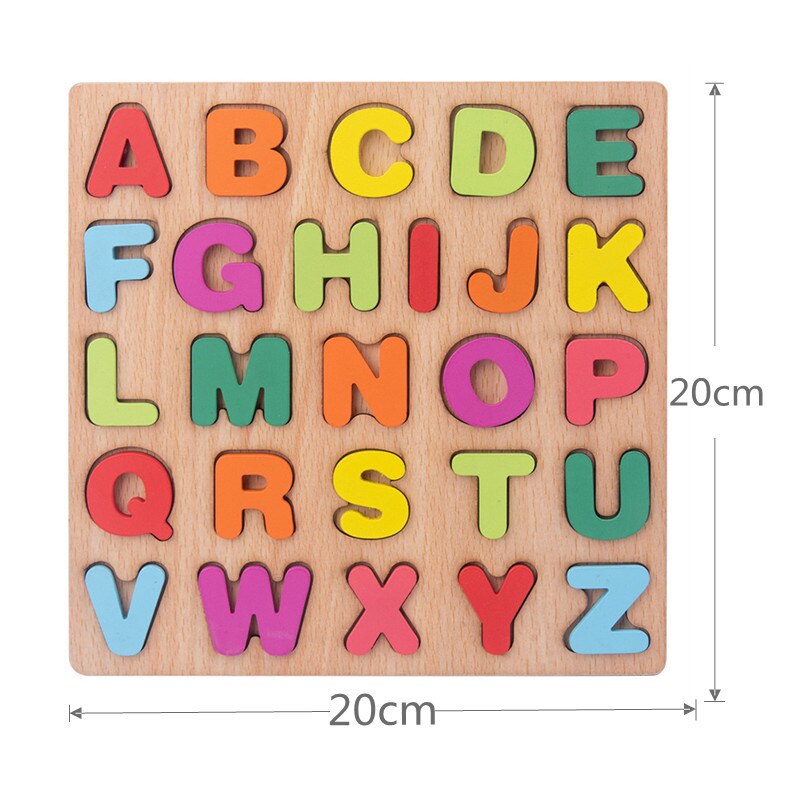 Kids Wooden 3D Alphabet Number Puzzle Board Baby Letter Digital Geometric Montessori Early Learning Educational Toys For Toddler