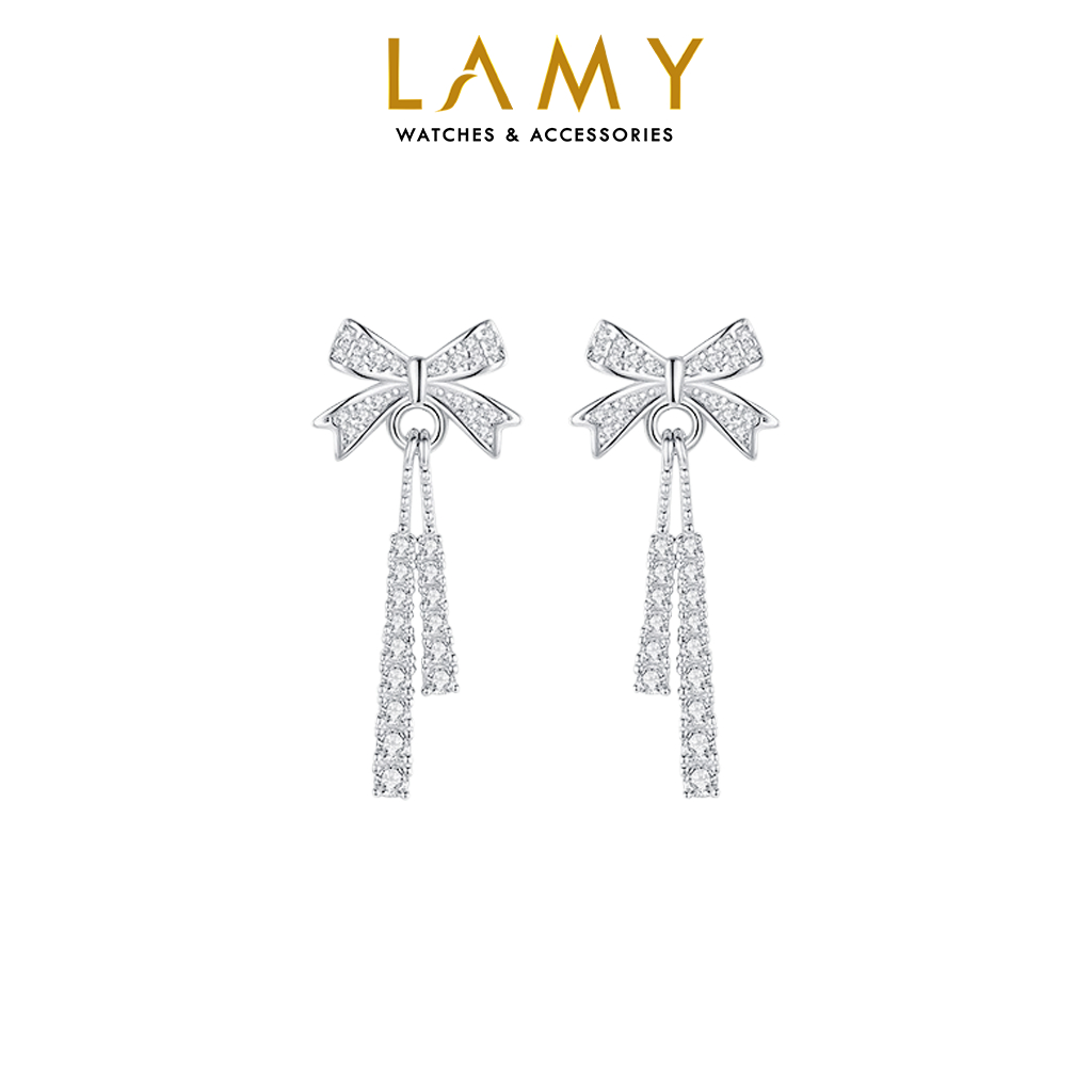 Khuyên tai bạc nữ cde elegant bow earrings silver cde3175sv - khuyên tai bạc ta