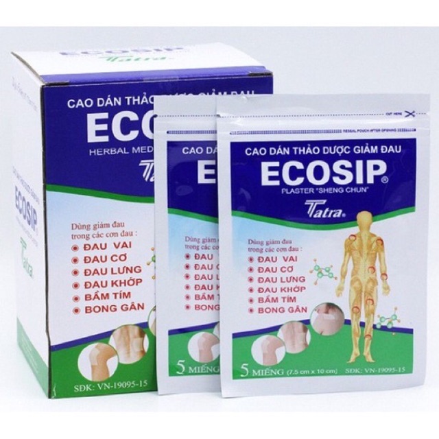 Cao dán thảo dược giảm đau Ecosip (Gói 5 miếng)